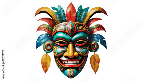 Tribal Tiki ethnic ornament culture mask on transparent background