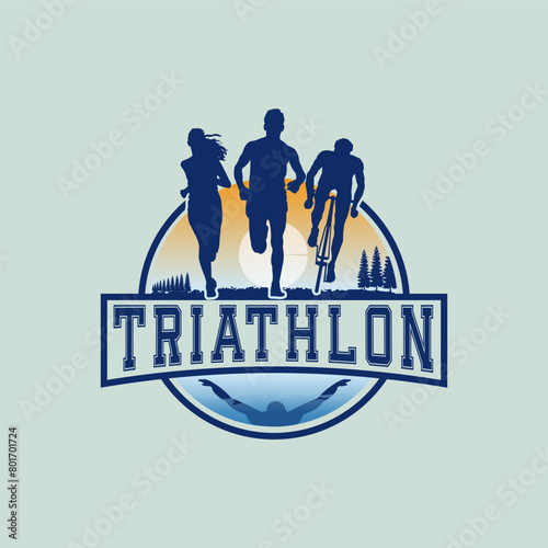 Traithlon logo vector graphic of illustration