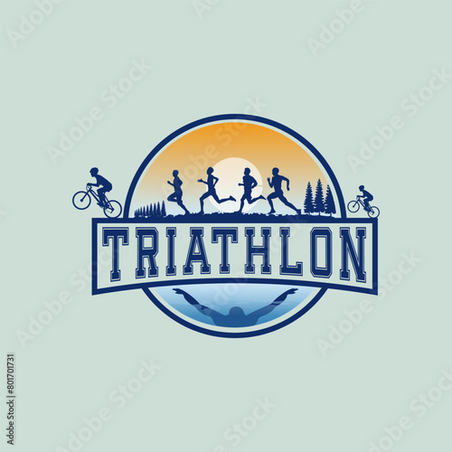 Traithlon logo vector graphic of illustration