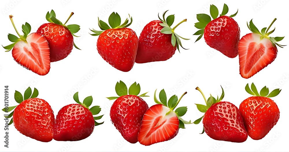 Set of delicious strawberries, cut out Set of delicious strawberries, cut out