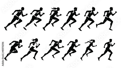 Modern silhouette of runing people colection