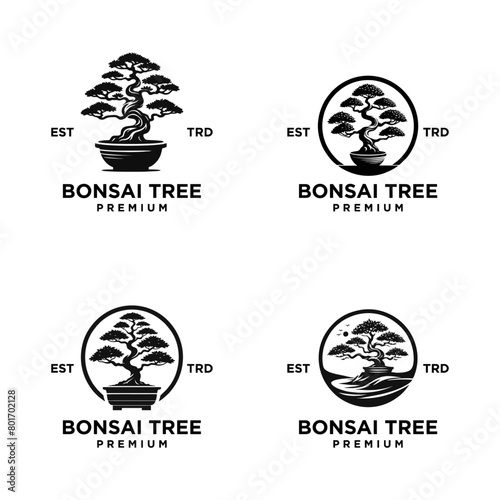 Bonsai logo icon design vector illustration