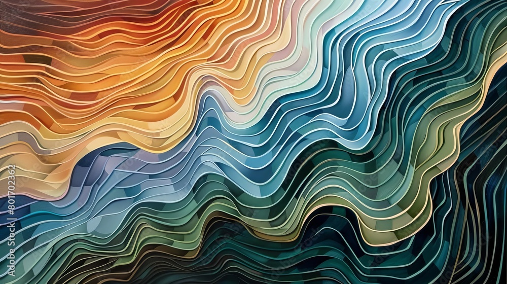 An abstract painting with layers of neural networkinspired lines and organic textures symbolizing the fusion of biology and artificial intelligence