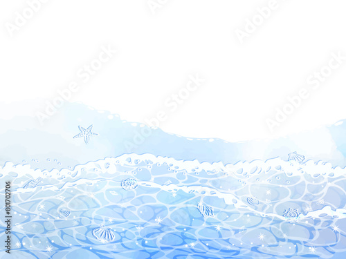 波打ち際のフレームイラスト