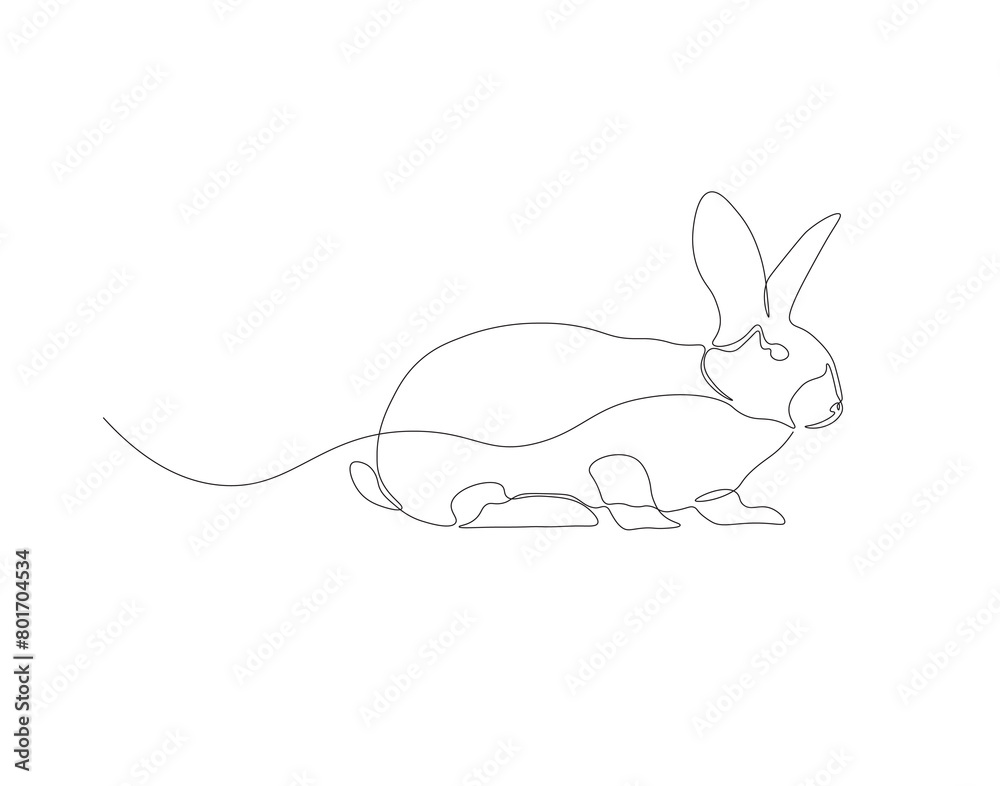 Continuous line drawing of rabbit. One line of bunny. Easter rabbit concept continuous line art. Editable outline. Continuous line drawing of rabbit. One line of bunny. Easter rabbit concept continuous line art. Editable outline.