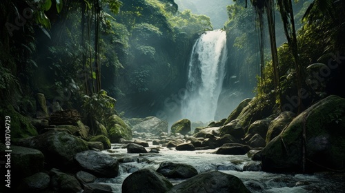 waterfall in the forest. © Shades3d