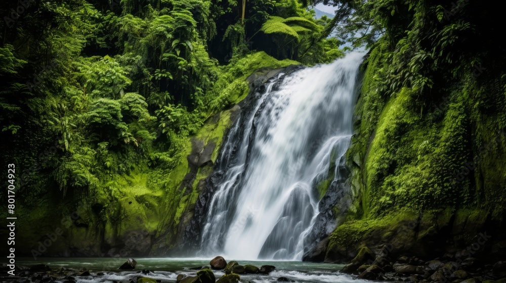 waterfall in the forest.