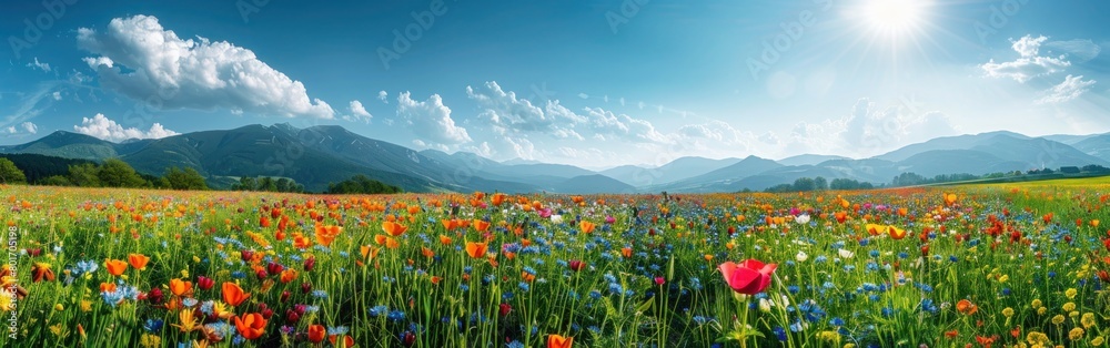 Wildflower Meadow Panorama Background