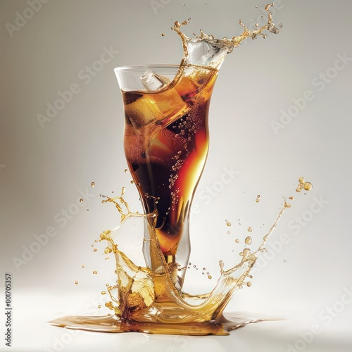 glass of cola on white background