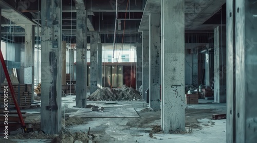 concrete construction  inside the building during construction