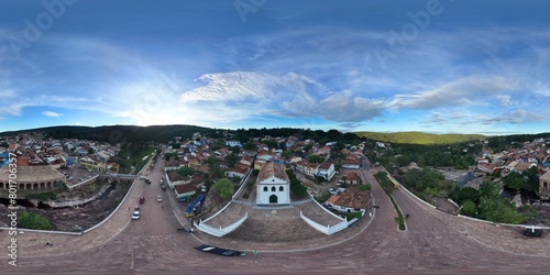 360 aerial photo taken with drone of Igreja do Senhor dos Passos in Lençóis, Bahia, Brazil photo