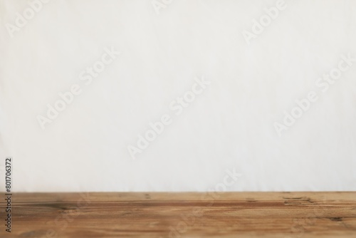 Minimal product backdrop, wooden floor, white background