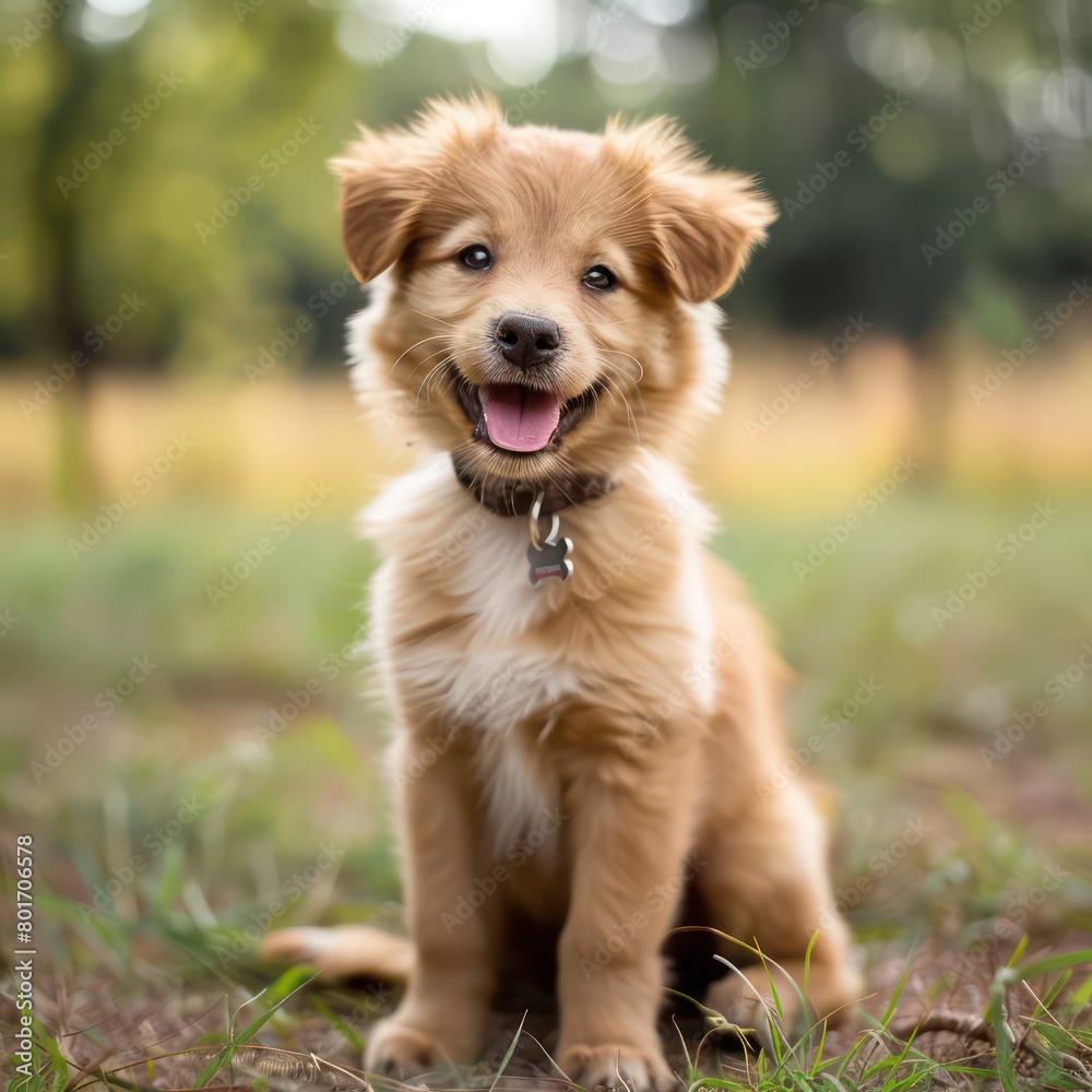 happy energetic puppy, sitting