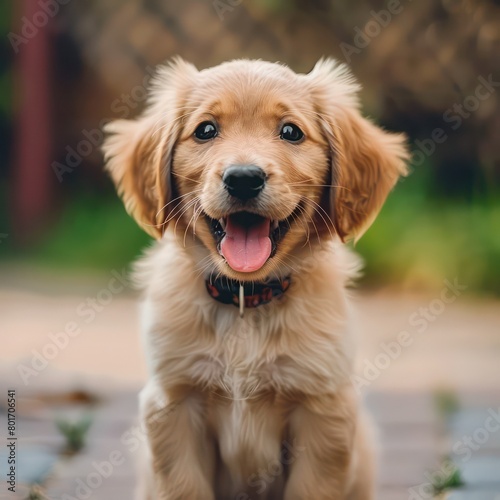 happy energetic puppy  sitting