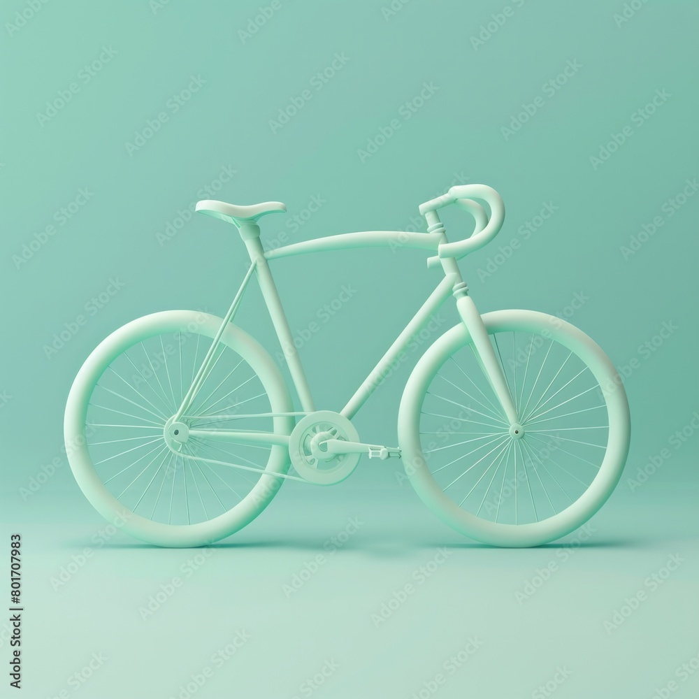 A 3D bicycle icon in a cool mint green, AI Generative A 3D bicycle icon in a cool mint green, AI Generative