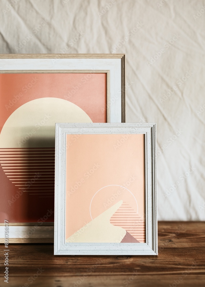 Fototapeta premium Retrofuturism artwork in frame, aesthetic home decor