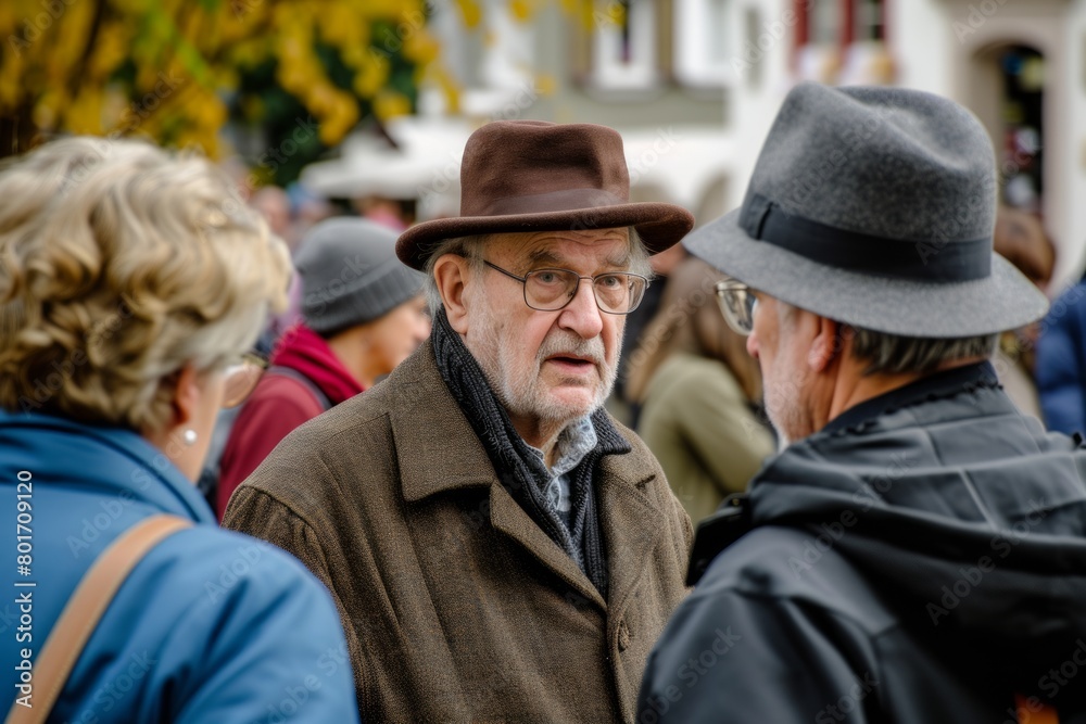 Old man with a hat on the street Old man with a hat on the street