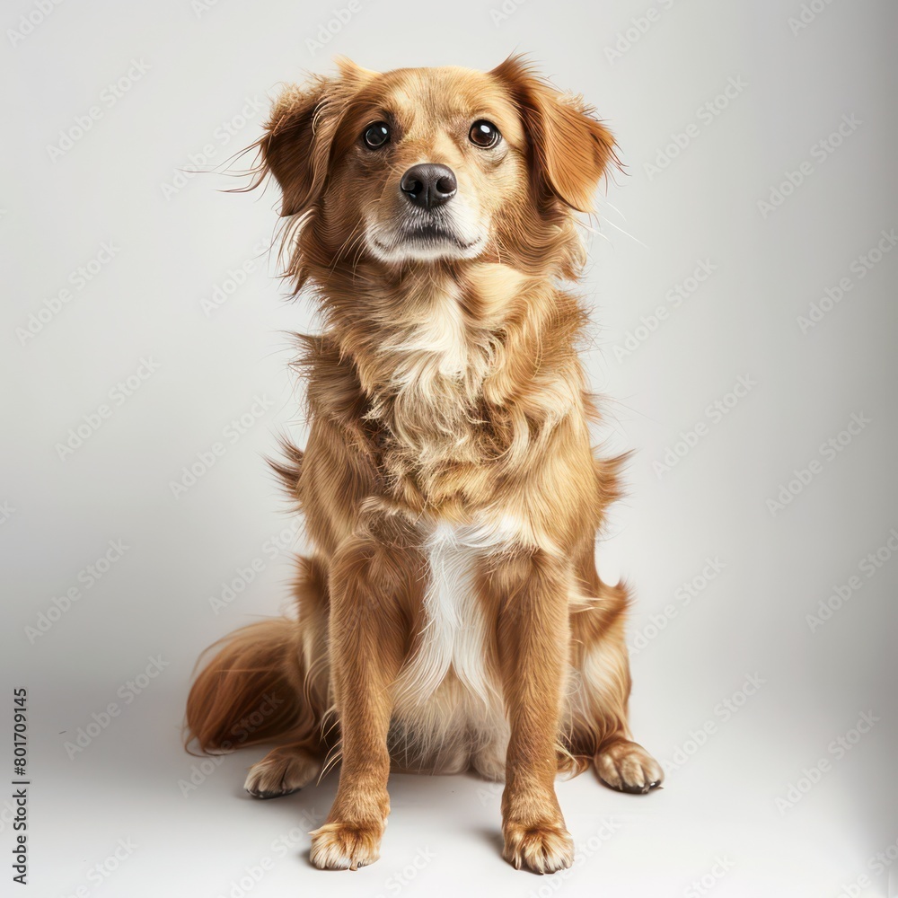 dog sitting down on white background dog sitting down on white background