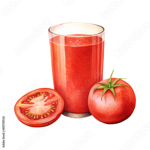 tomato juice Isolated Detailed Watercolor Hand Drawn Painting Illustration