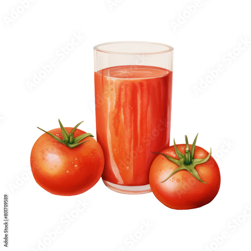 tomato juice Isolated Detailed Watercolor Hand Drawn Painting Illustration