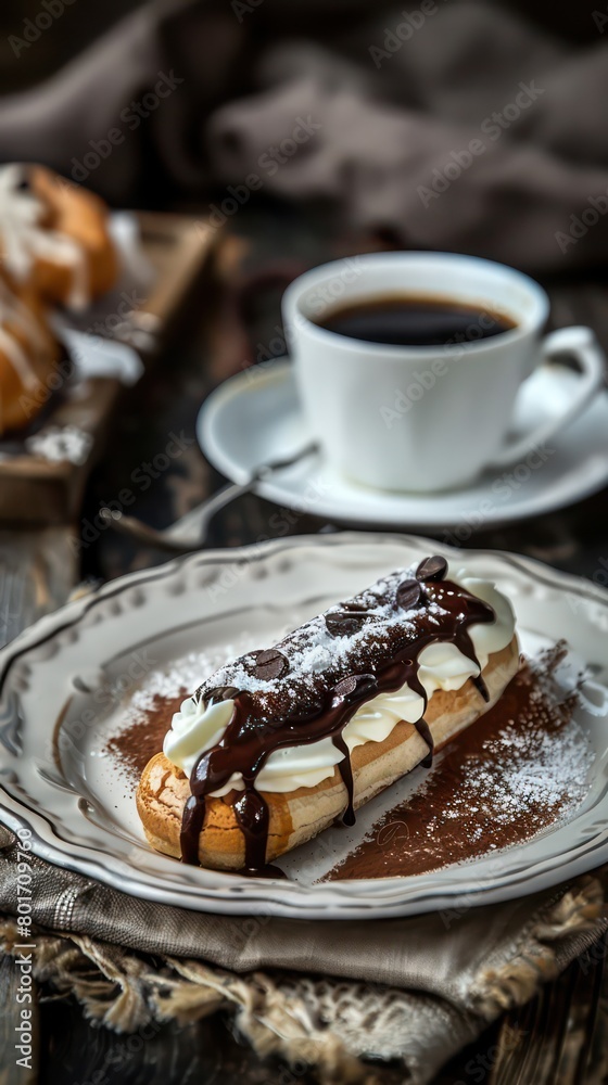 eclairs with chocolate and vanilla cream eclairs with chocolate and vanilla cream