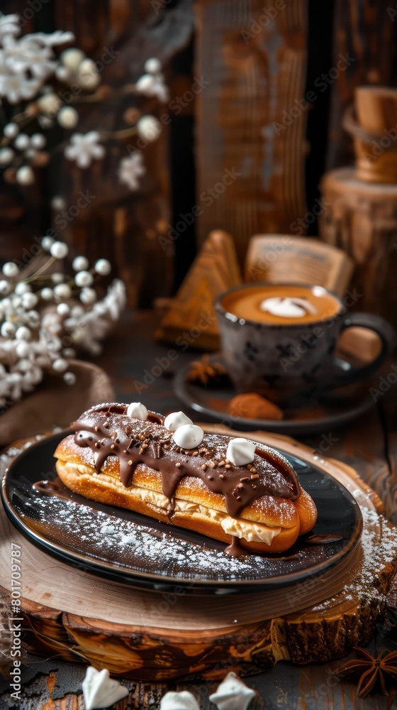 eclairs with chocolate and vanilla cream eclairs with chocolate and vanilla cream