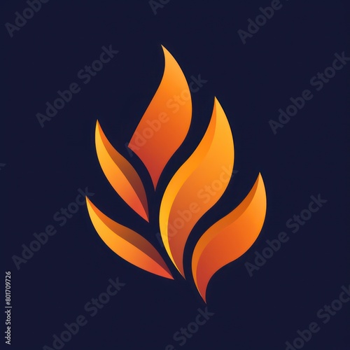 fire flame round logo design illustration