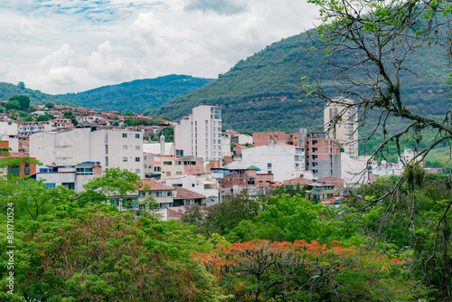 landscape of the city of San Gil, Santander, Colombia from the mountains