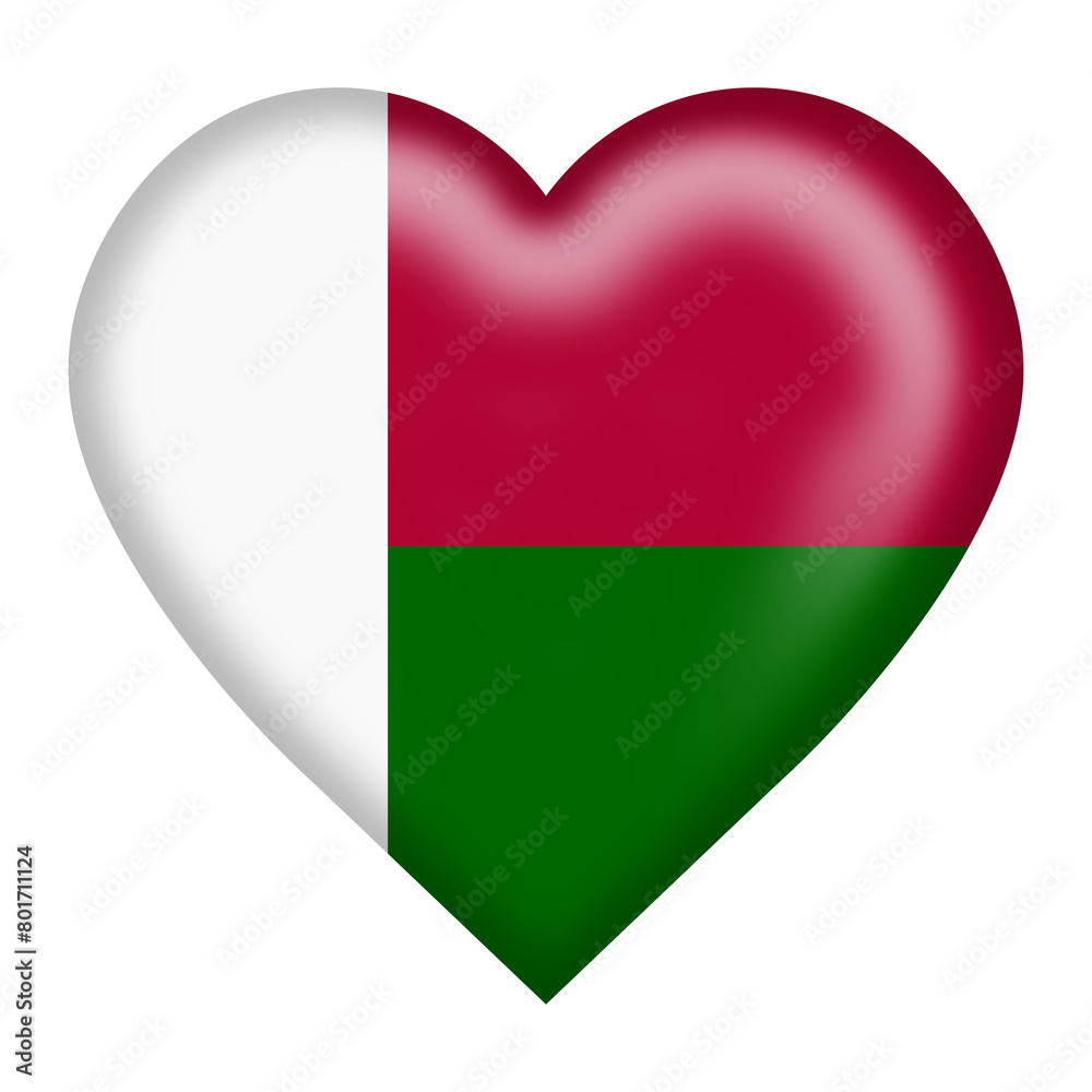 Madagascar flag heart button with clipping path Madagascar flag heart button with clipping path