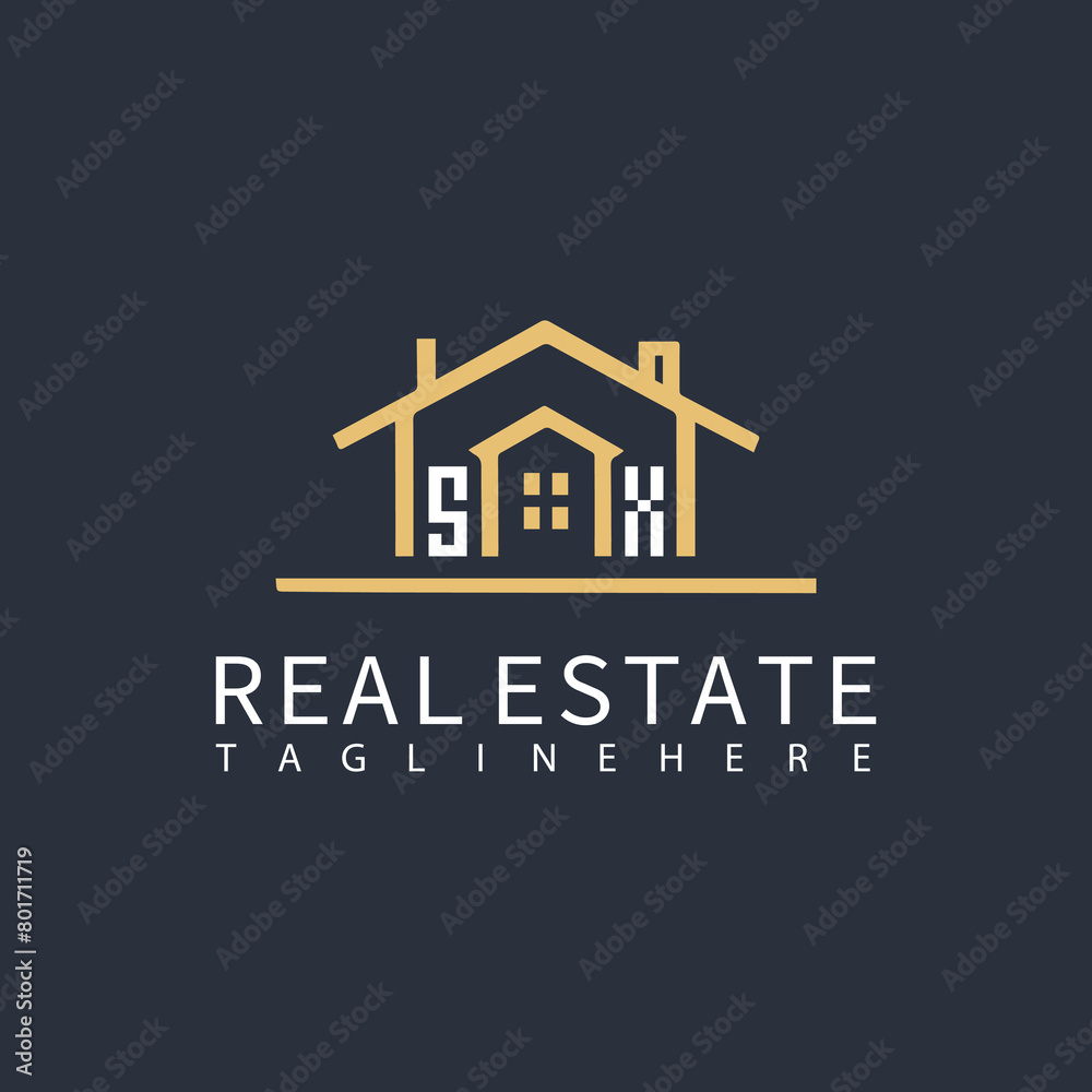 SX monogram logo for real estate with home shape creative design. SX monogram logo for real estate with home shape creative design.