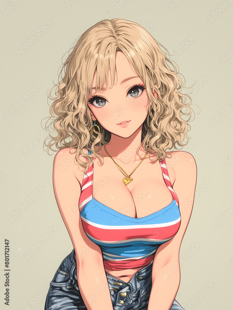 タンクトップ女性イラスト タンクトップ女性イラスト