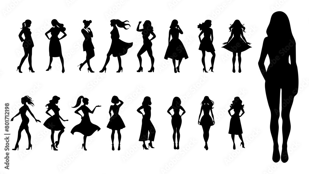 Silhouette of young woman illustration