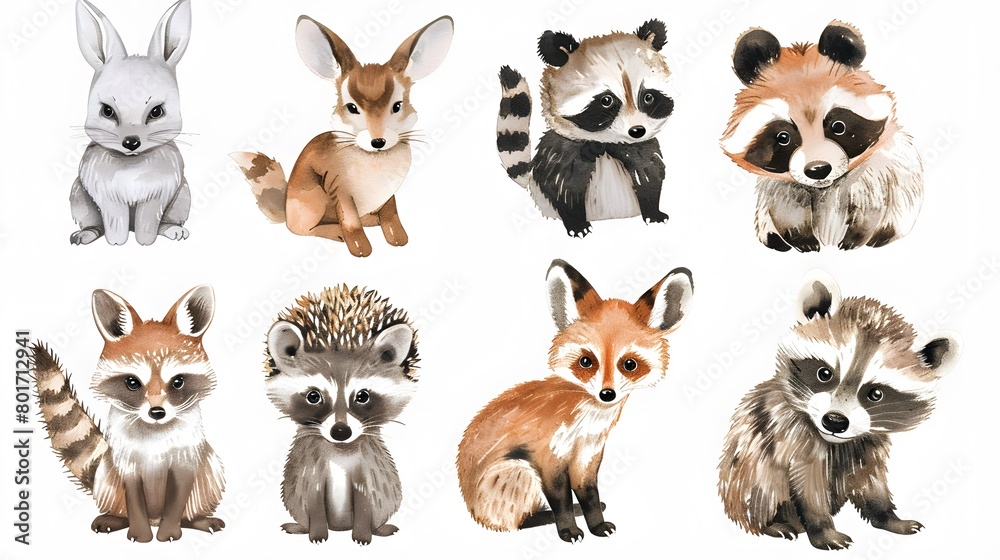 Woodland Safari Animal Set with Fox, Fawn, Rabbit, Hedgehog, and Raccoon Woodland Safari Animal Set with Fox, Fawn, Rabbit, Hedgehog, and Raccoon
