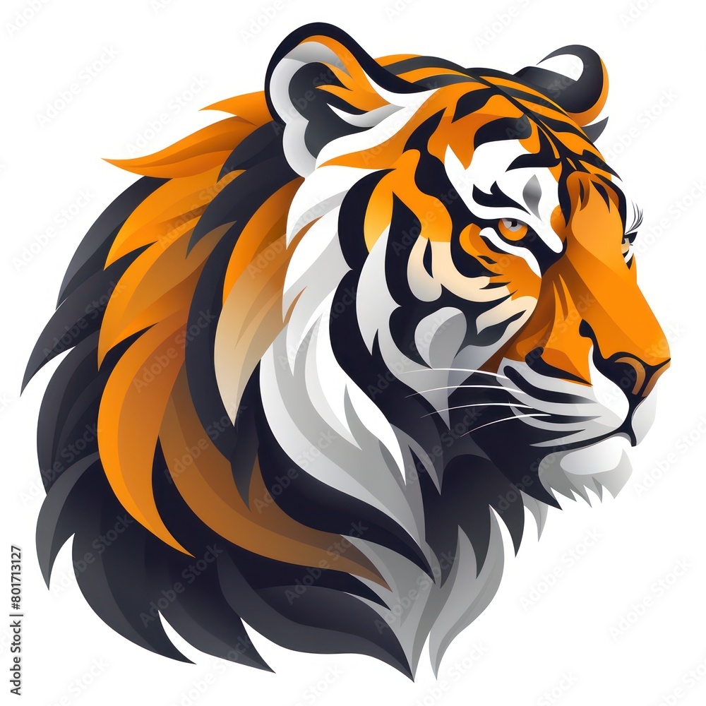 tiger head logo design, white background