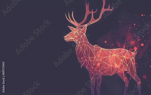 Vector low poly line art. Geometrical reindeer illustration. 