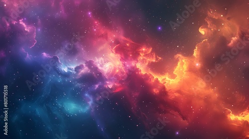 Vibrant and colorful galaxy cosmic space with a bright abstract universe background dotted with many twinkling stars and decorative galaxies  creating a vivid nebula ambiance.