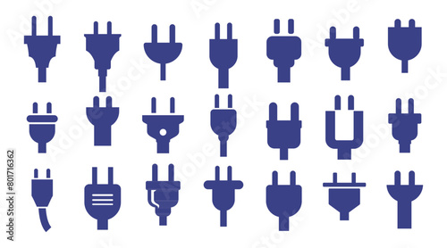 Electric plugs icon symbol set collection