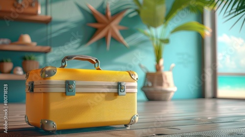 Exotic Travel Dreams: Open Suitcase with Destination Inside for Vacation Time Banner © hisilly