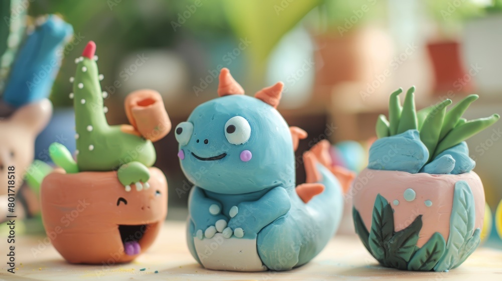 Fototapeta premium A handson tutorial video demonstrating how to mold and shape clay into a playful animalshaped planter..