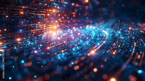 Wallpaper Mural Captivating Technology Themed with Interlocked Polygonal Shapes in Circular Pattern on Dark Blue Background Torontodigital.ca