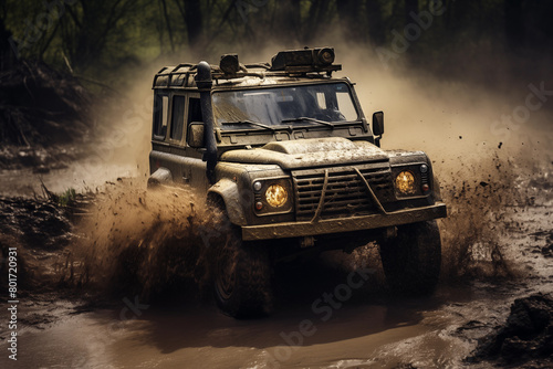 off road vehicle in the mud