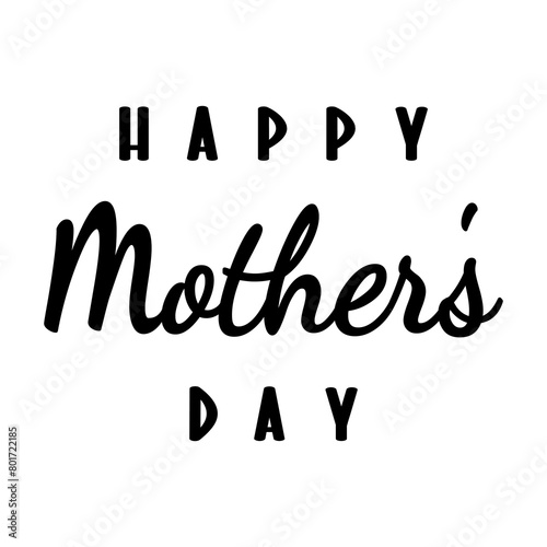 Happy Mother's Day handwritten lettering text on white background vector illustration in modern simple minimalist style.