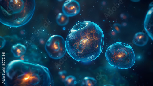 Detailed View of Human Cells in a Microscopic Illustration