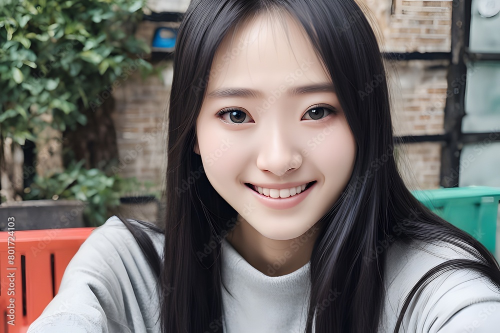A normal korean woman, university student, 21 years old, long length straight hair, bang hair, light black hair, front blunt bangs haircut, long eyes, small eyes, ai, generative, 생성형, 한국 여대생 A normal korean woman, university student, 21 years old, long length straight hair, bang hair, light black hair, front blunt bangs haircut, long eyes, small eyes, ai, generative, 생성형, 한국 여대생