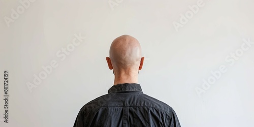 Bald Man's Head from Behind on a Neutral - A thought-provoking view capturing the back of a bald man’s head, hinting at identity and anonymity photo