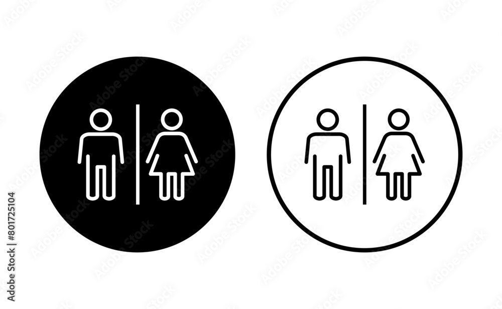 Toilet icon set. restrooms icon vector. bathroom sign. wc, lavatory