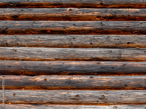 wooden texture of old log house. high quality photo