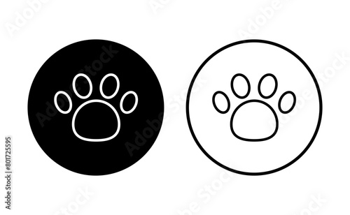 Paw icon set. paw print icon vector. dog or cat paw