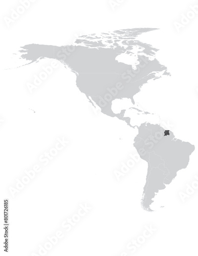Suriname on the American Continent Map