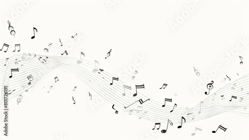 Minimalist music notes on a plain background - Minimalistic and clean design showing music notes appearing to float on a plain white background, suggesting rhythm and simplicity © Tida